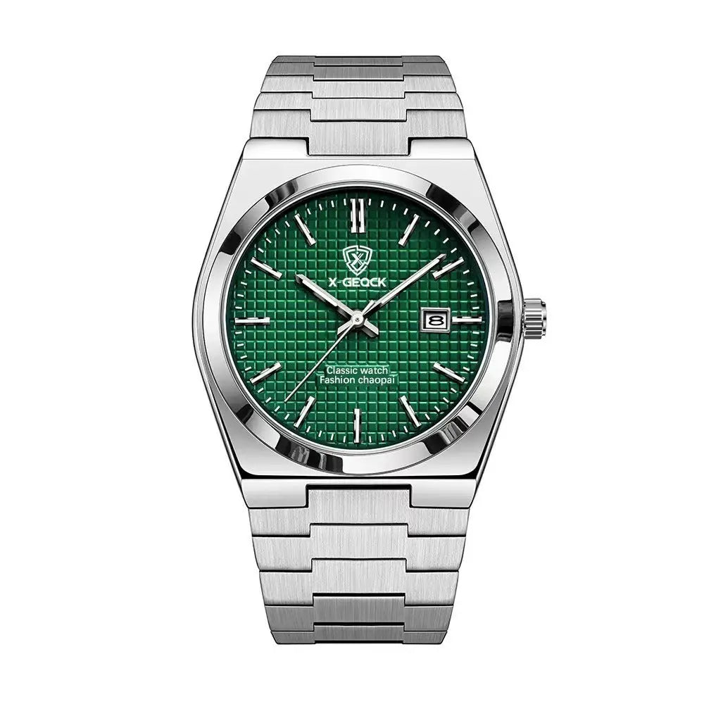 Men's Watch Quartz Simple Fashion Wrist Watch Steel Belt Waterproof Calendar Genuine Goods - Abysaz Kollectionz