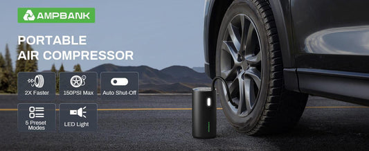 AMPBANK AT004 Smart Portable Tire Air Pump For Cars, Motorcycles, Bicycles And Balls With Pressure Gauge And LED Screen For Fast Inflation Abysaz Kollectionz