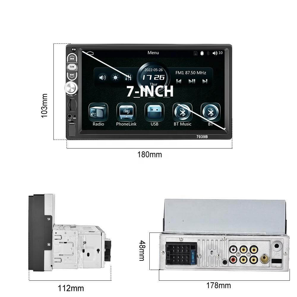 Abysaz Kollectionz 7-inch Single-din Car Stereo, Single-din Car Radio And MP5 Player Supporting Carplay Android Auto - Abysaz Kollectionz