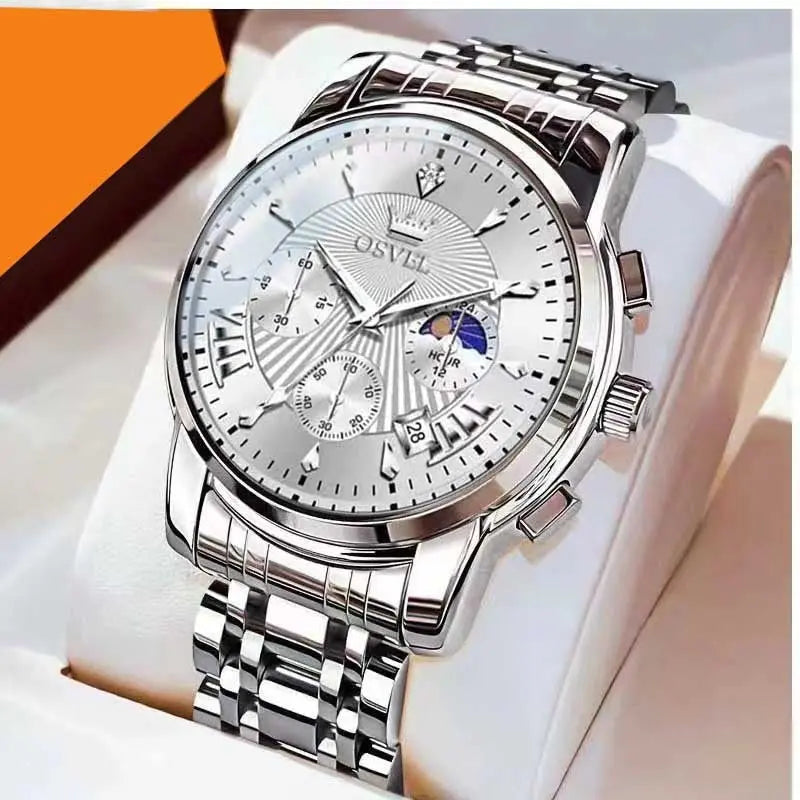 Men's Multi-functional Fashion Quartz Business Steel Belt Wrist Watch - Abysaz Kollectionz