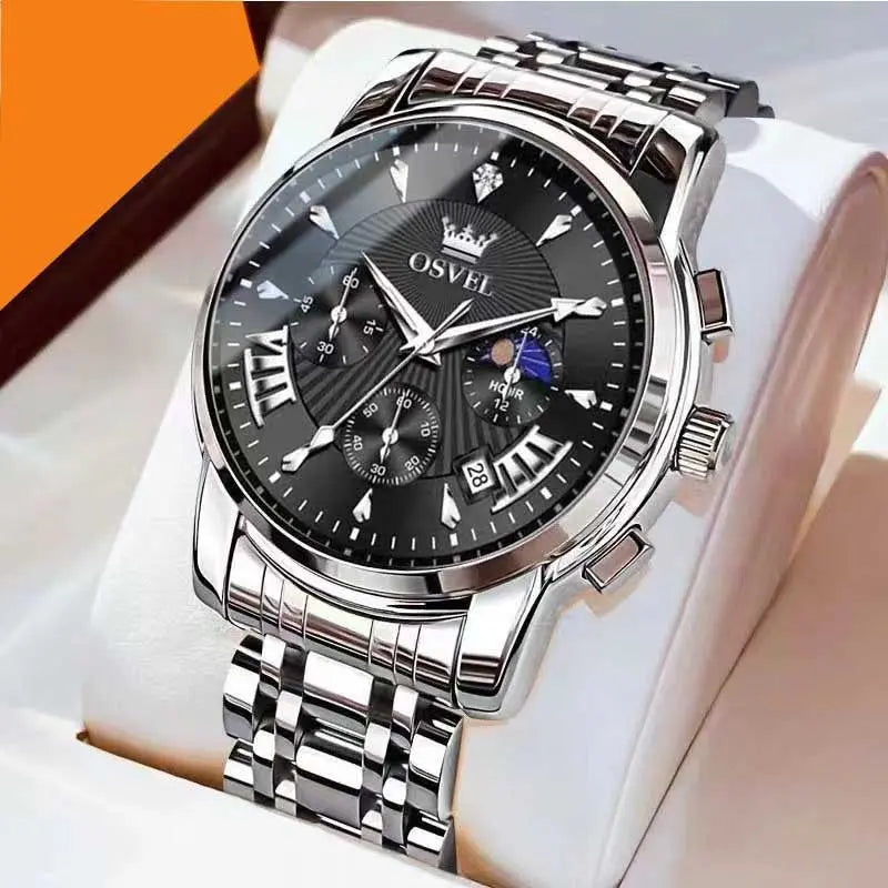 Men's Multi-functional Fashion Quartz Business Steel Belt Wrist Watch - Abysaz Kollectionz