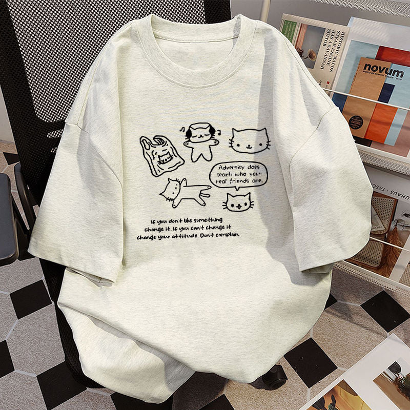 Women's Cotton Short-sleeved T-shirt With Inner Design Sense Niche Printing Abysaz Kollectionz