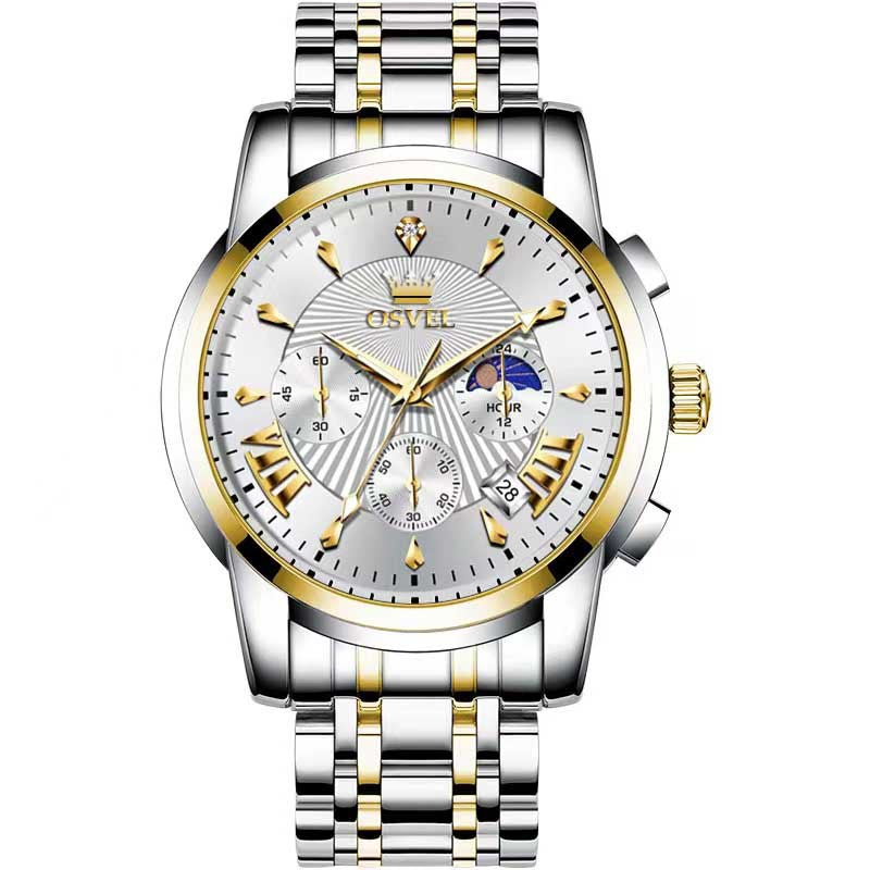Men's Multi-functional Fashion Quartz Business Steel Belt Wrist Watch Abysaz Kollectionz