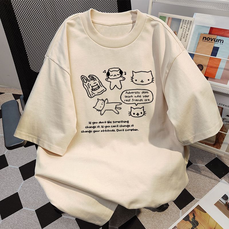 Women's Cotton Short-sleeved T-shirt With Inner Design Sense Niche Printing Abysaz Kollectionz