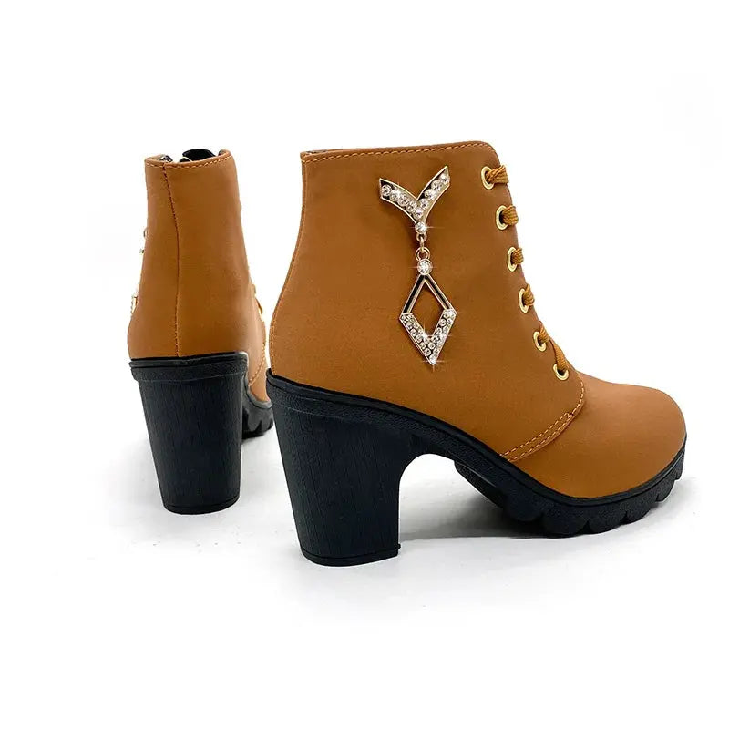 Comemore 2023 New Women Shoes Lace Up Ankle Boots Zapatos Mujer Fashion High Heels Ladies Casual Spring Pumps Platform Heel 42 - Abysaz Kollectionz