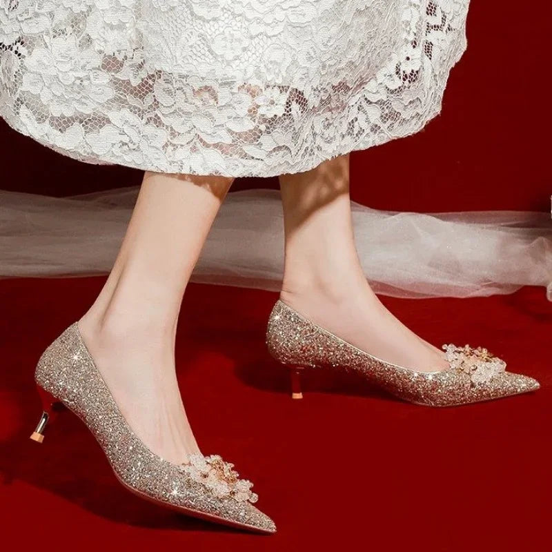Golden Wedding Shoes Wedding Bridal Shoes Bridesmaid Crystal Shoes Celebrity Stiletto Women Shoes High Heels Shoes for Women Abysaz Kollectionz