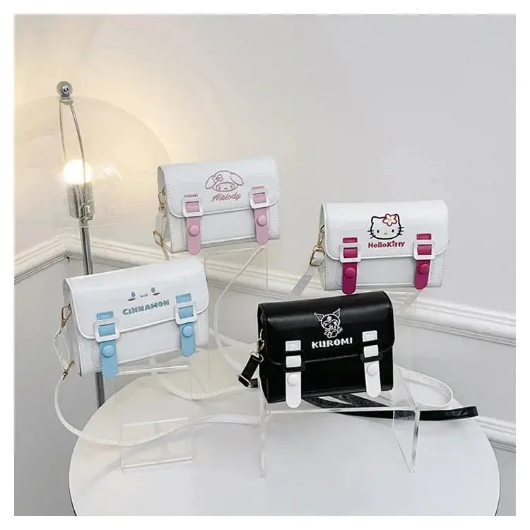 Sanrio Pu Square Bag Anime Shoulder Bags Kawaii Messenger Tote Cute Cartoon Backpacks My melody Cinnamorol Kuromi Fashion Bags - Abysaz Kollectionz