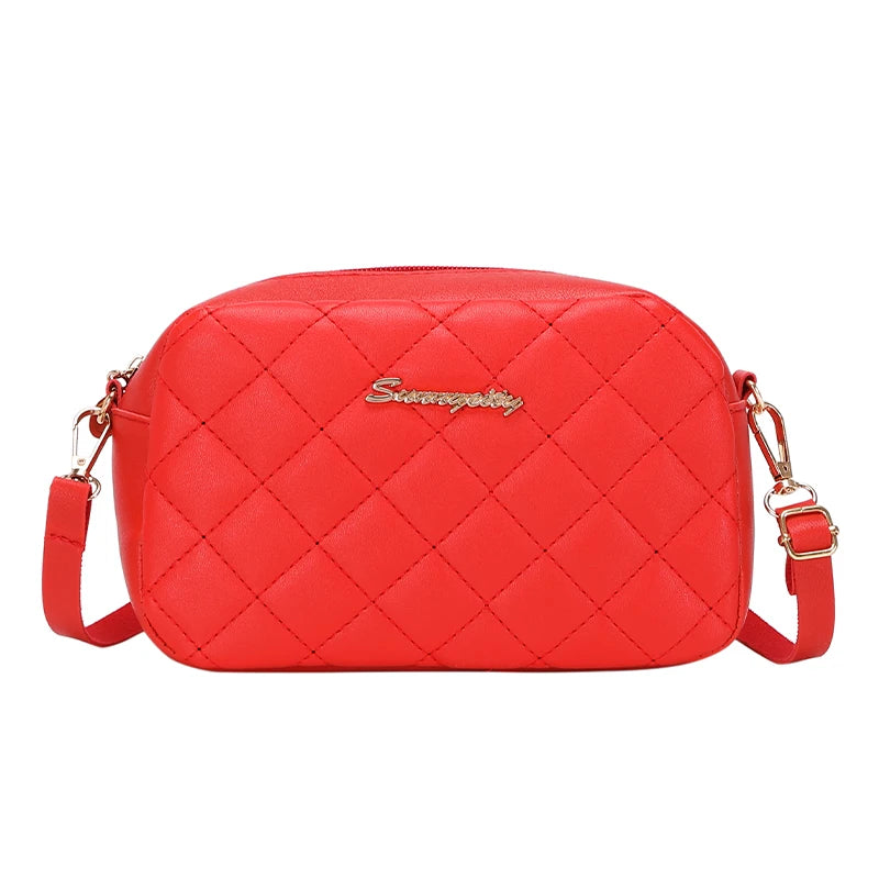 #228 Diamond-shaped quilted zipper square bag, metal lettering shoulder bag, fashionable woman shoulder bag, camera casual bag Abysaz Kollectionz