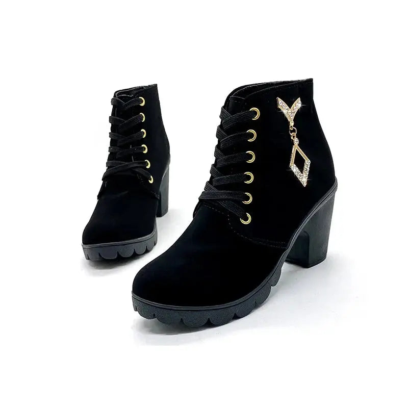 Comemore 2023 New Women Shoes Lace Up Ankle Boots Zapatos Mujer Fashion High Heels Ladies Casual Spring Pumps Platform Heel 42 - Abysaz Kollectionz