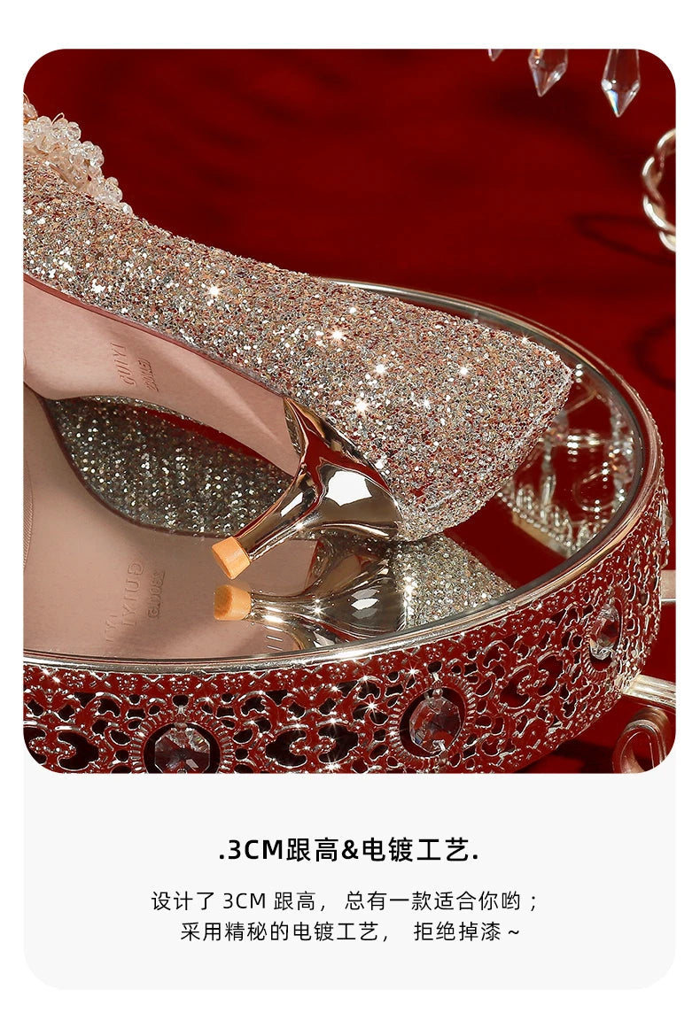Golden Wedding Shoes Wedding Bridal Shoes Bridesmaid Crystal Shoes Celebrity Stiletto Women Shoes High Heels Shoes for Women Abysaz Kollectionz