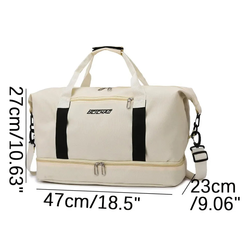 Fashion Men Women Large Capacity Travel Bag Large Capacity Men Sports Bag Waterproof Women Messenger Bag Wet and Dry Abysaz Kollectionz