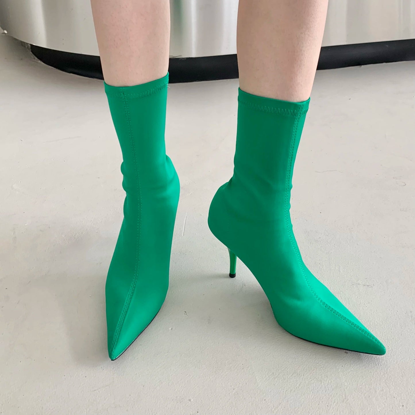 Eilyken 2025 New Spring Autumn Stretch Fabric Women Ankle Boots Sexy Pointed Toe High Heels Fashion Female Socks Pumps Shoes Abysaz Kollectionz
