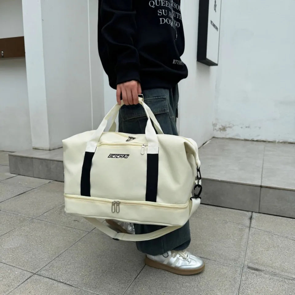 Fashion Men Women Large Capacity Travel Bag Large Capacity Men Sports Bag Waterproof Women Messenger Bag Wet and Dry Abysaz Kollectionz