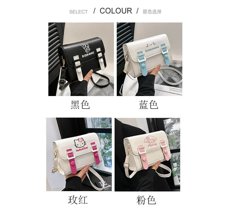 Sanrio Pu Square Bag Anime Shoulder Bags Kawaii Messenger Tote Cute Cartoon Backpacks My melody Cinnamorol Kuromi Fashion Bags Abysaz Kollectionz