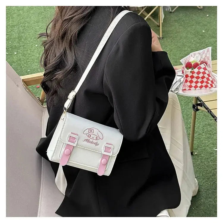 Sanrio Pu Square Bag Anime Shoulder Bags Kawaii Messenger Tote Cute Cartoon Backpacks My melody Cinnamorol Kuromi Fashion Bags - Abysaz Kollectionz
