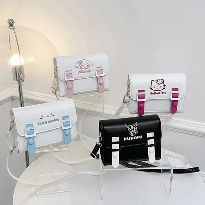 Sanrio Pu Square Bag Anime Shoulder Bags Kawaii Messenger Tote Cute Cartoon Backpacks My melody Cinnamorol Kuromi Fashion Bags Abysaz Kollectionz