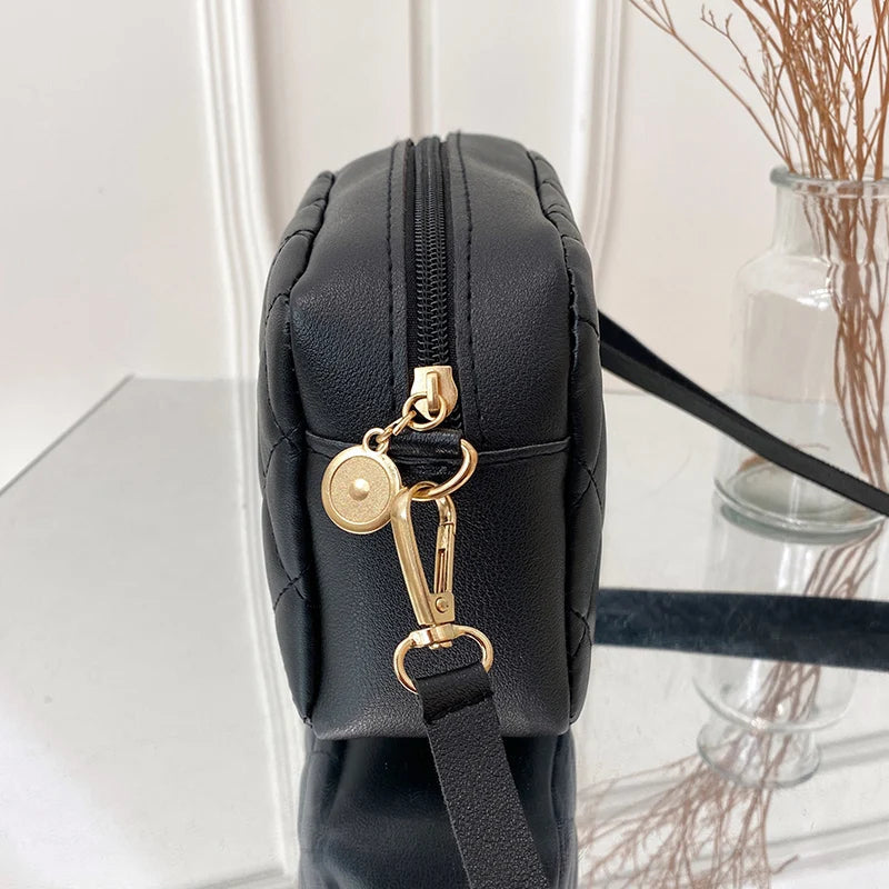 #228 Diamond-shaped quilted zipper square bag, metal lettering shoulder bag, fashionable woman shoulder bag, camera casual bag Abysaz Kollectionz