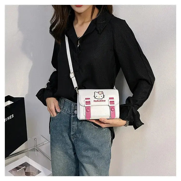 Sanrio Pu Square Bag Anime Shoulder Bags Kawaii Messenger Tote Cute Cartoon Backpacks My melody Cinnamorol Kuromi Fashion Bags - Abysaz Kollectionz
