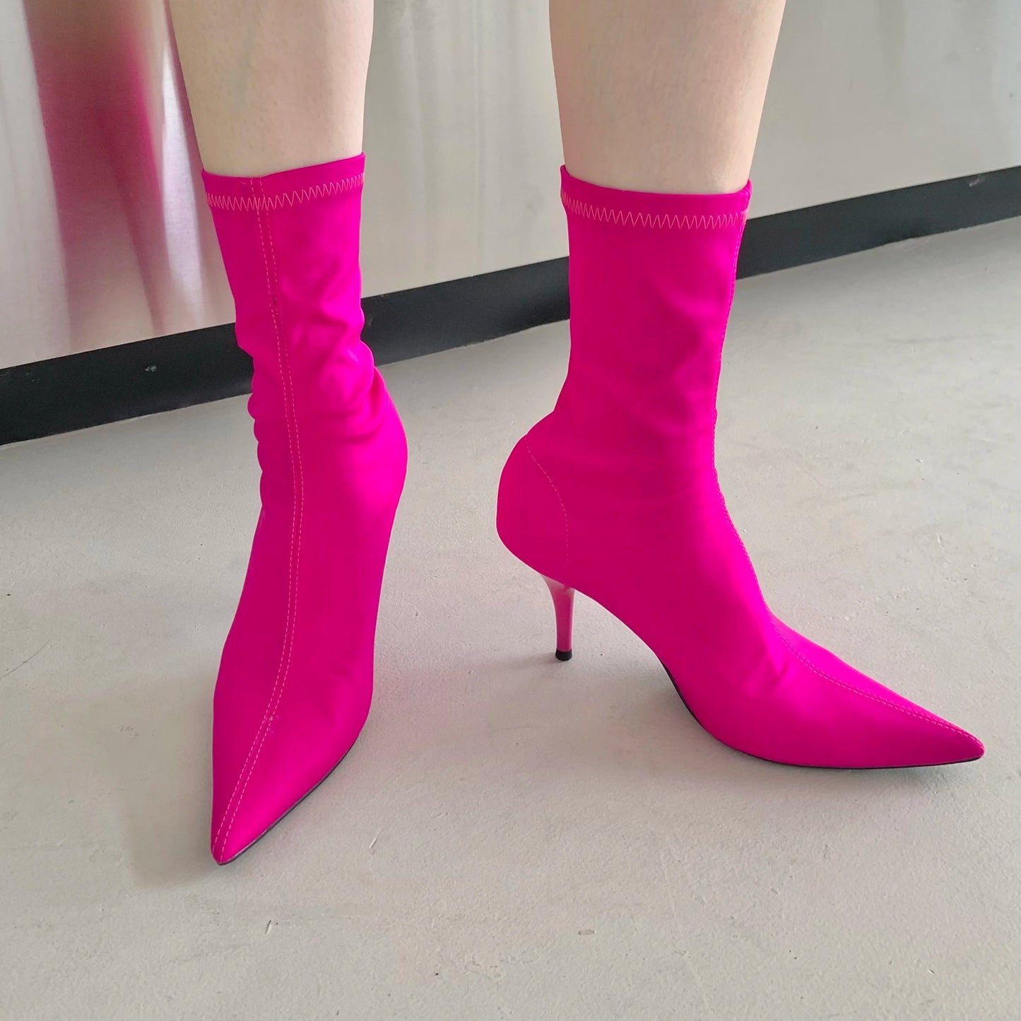 Eilyken 2025 New Spring Autumn Stretch Fabric Women Ankle Boots Sexy Pointed Toe High Heels Fashion Female Socks Pumps Shoes Abysaz Kollectionz