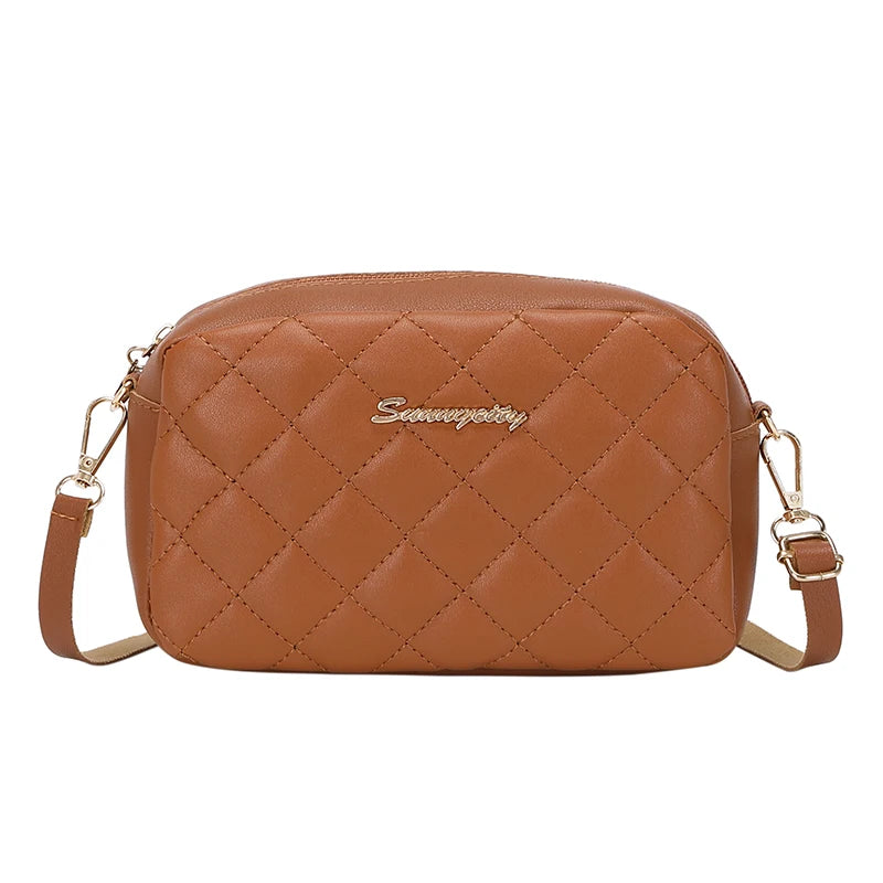 #228 Diamond-shaped quilted zipper square bag, metal lettering shoulder bag, fashionable woman shoulder bag, camera casual bag Abysaz Kollectionz