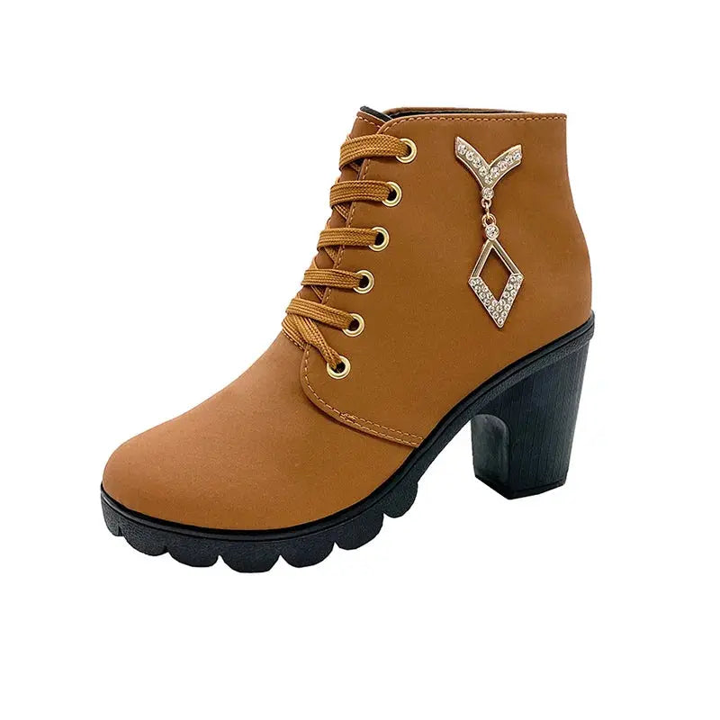 Comemore 2023 New Women Shoes Lace Up Ankle Boots Zapatos Mujer Fashion High Heels Ladies Casual Spring Pumps Platform Heel 42 - Abysaz Kollectionz