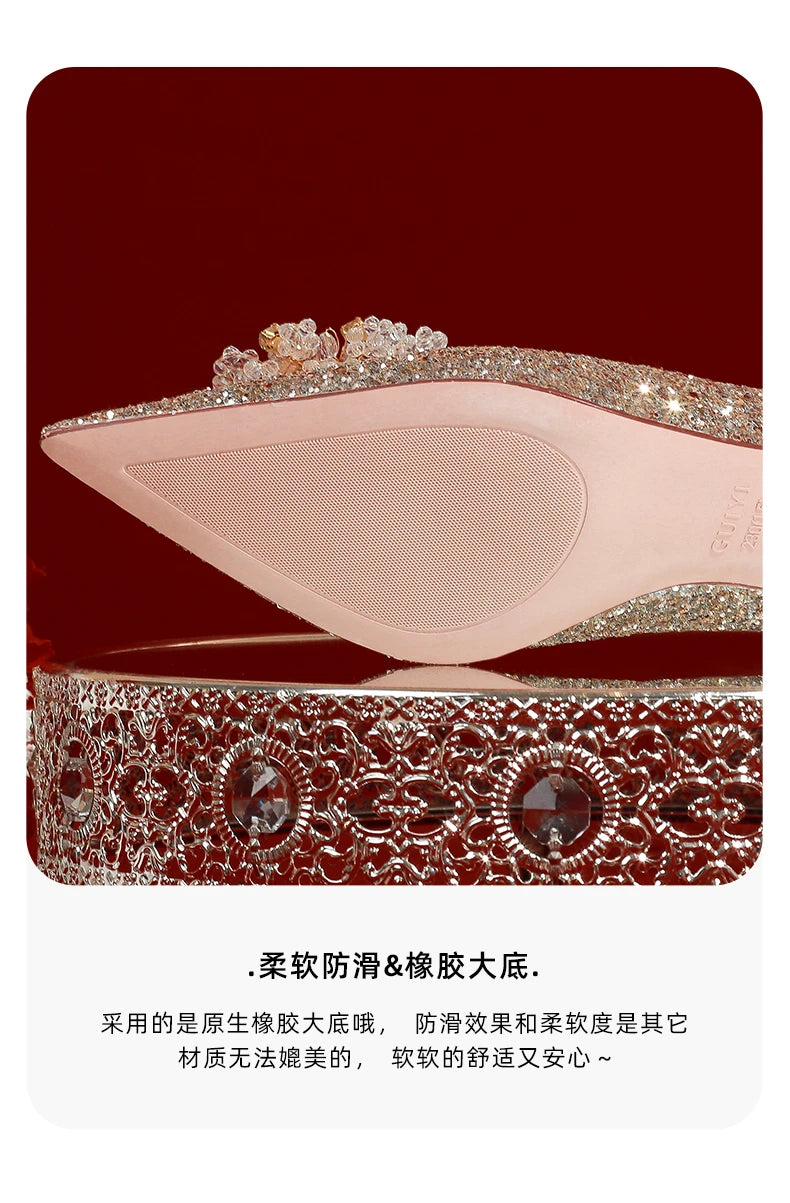 Golden Wedding Shoes Wedding Bridal Shoes Bridesmaid Crystal Shoes Celebrity Stiletto Women Shoes High Heels Shoes for Women Abysaz Kollectionz