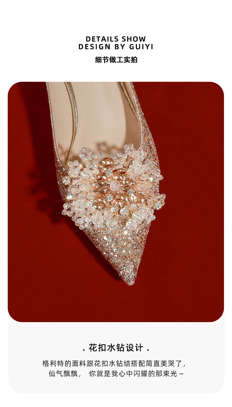 Golden Wedding Shoes Wedding Bridal Shoes Bridesmaid Crystal Shoes Celebrity Stiletto Women Shoes High Heels Shoes for Women Abysaz Kollectionz