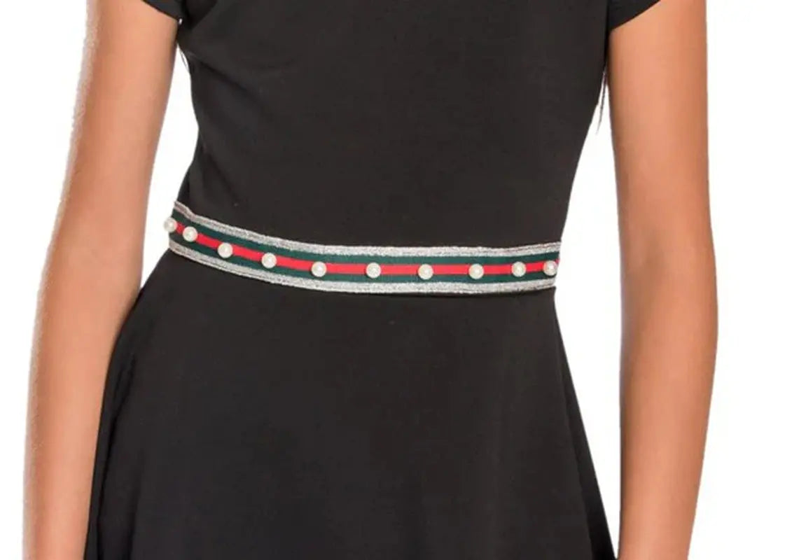 KIDS STRIPE DRESS with PEARLS