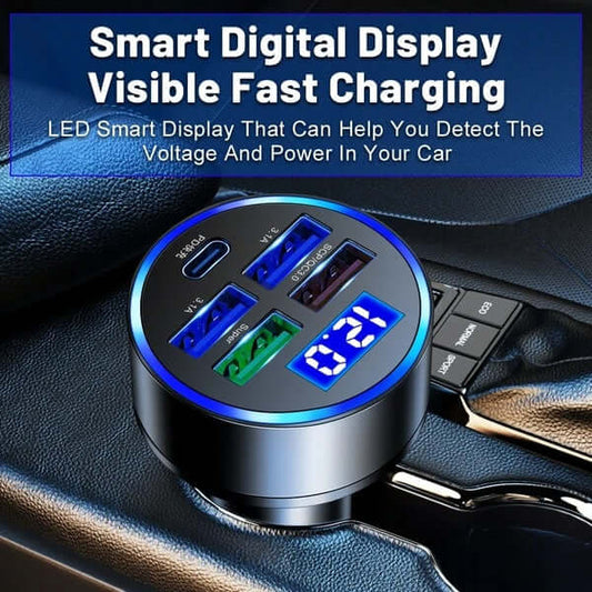 Abysaz Kollectionz 5 USB Port Super Fast Car Charger Adapter For Android Cell Phone - Abysaz Kollectionz
