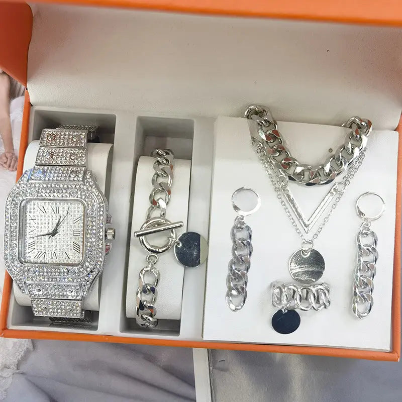 Women's Watch Jewelry 5-piece Set New Quartz Watch Gift Suit Wrist Watch - Abysaz Kollectionz