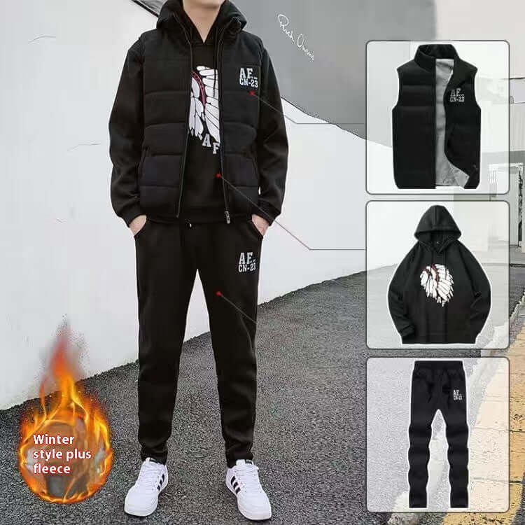 Men Plus Velvet Padded Clothes Suit - Abysaz Kollectionz