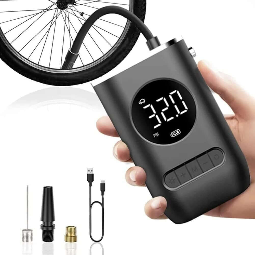 Abysaz Kollectionz Tire Inflator Portable Air Compressor,Portable Electric Inflator 150PSI Cordless Electric Ball Inflator Rechargeable Bicycle Air  Inflator With Digital LED Display - Abysaz Kollectionz