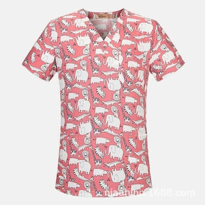 Men's And Women's V-neck Printed Surgical Clothes, Hand Washing Clothes, Work Clothes, Short Sleeves - Abysaz Kollectionz