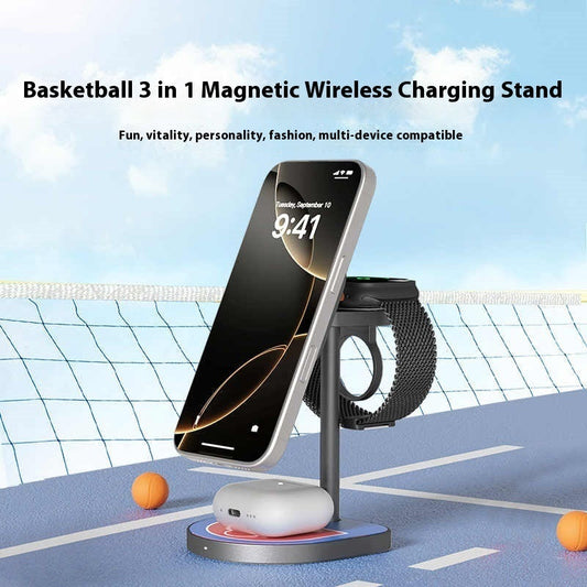 Three-in-one Basketball Magnetic Wireless Charger Abysaz Kollectionz