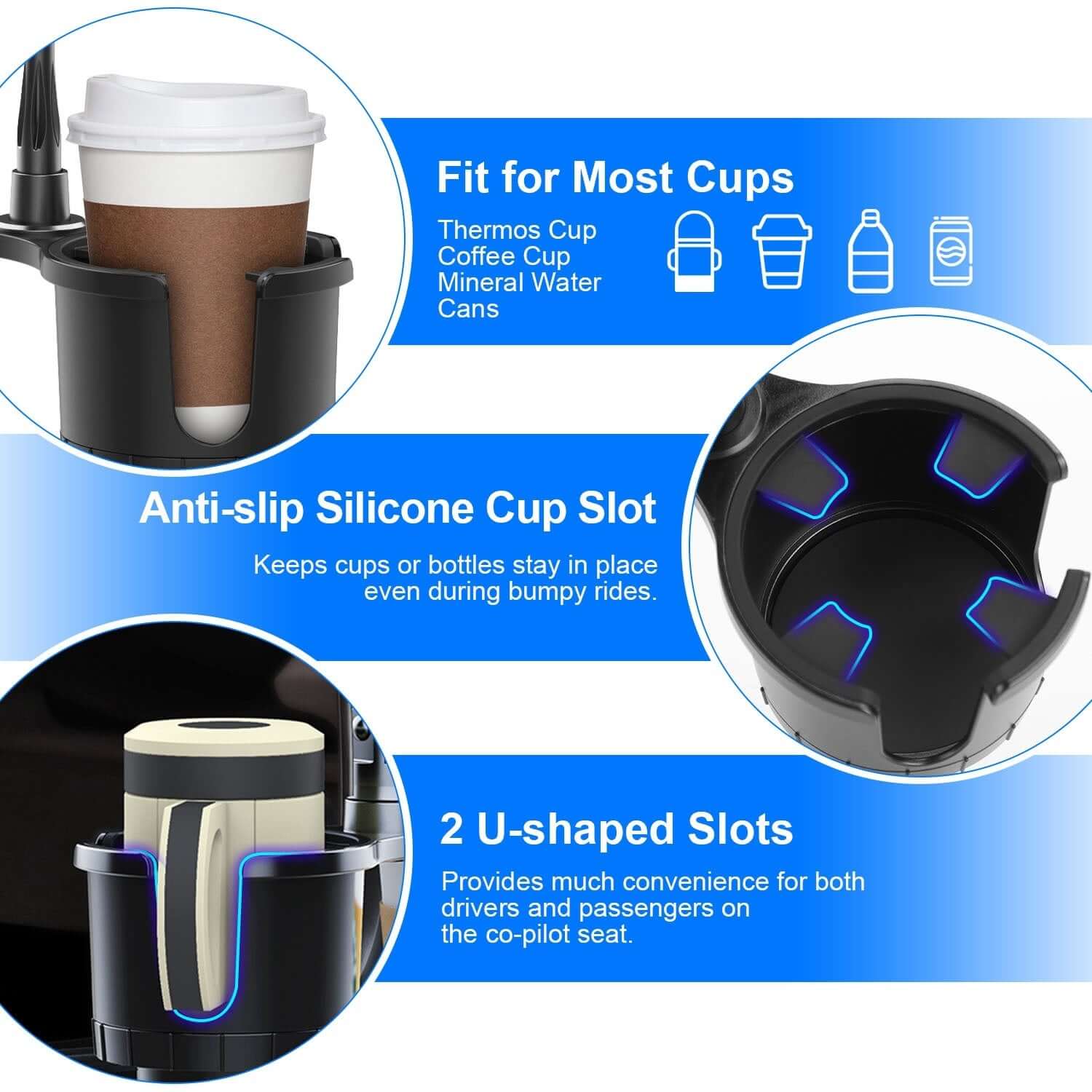Abysaz Kollectionz 1Pc 2 In 1 Car Cup Phone Holder Automotive Drink Holder With 360 Degree Rotating Gooseneck Phone Mount Adjustable Base Fit For Most Phones Cups Vehicles Abysaz Kollectionz