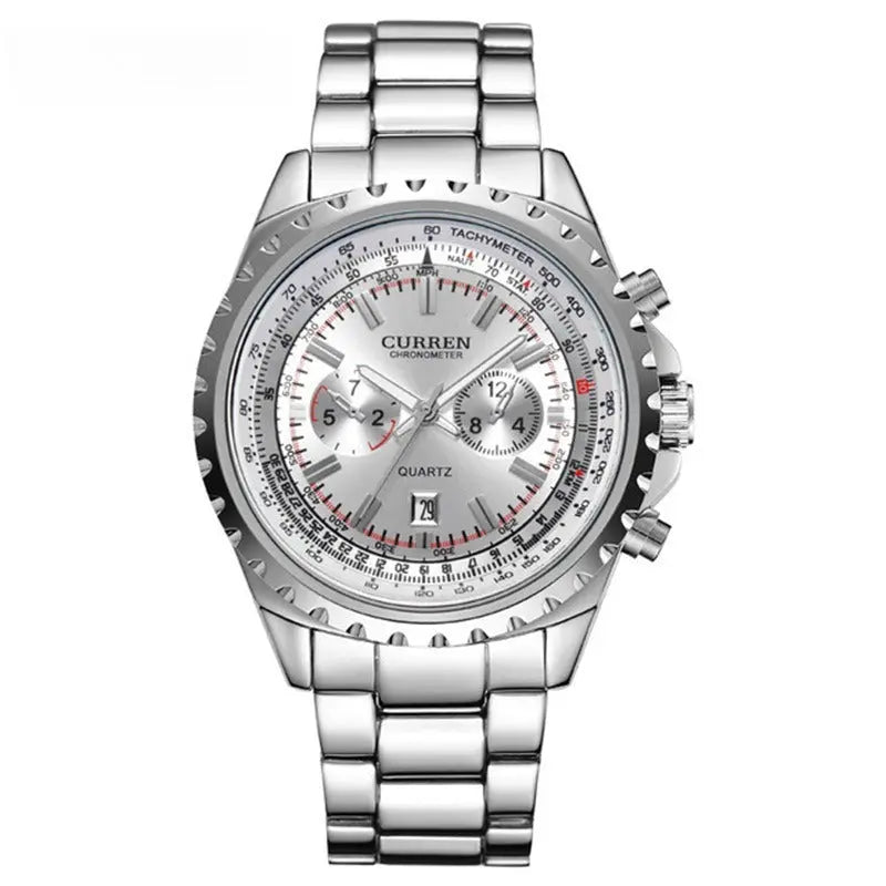 Men's Casual Quartz Movement Steel Band Wrist Business Watch - Abysaz Kollectionz