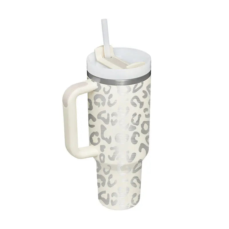 40 Oz Tumbler With Handle Straw Insulated, Stainless Steel Spill Proof Vacuum Coffee Cup Tumbler With Lid Tapered Mug Gifts For Valentine Lover Suitable For Car Gym Office Travel - Abysaz Kollectionz