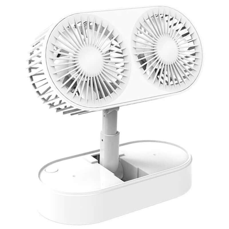 Desktop Small Fans Folding Telescopic 3 File Mini Table Fan Portable Dual Motor USB Rechargeable Cooling Electric Fan - Abysaz Kollectionz