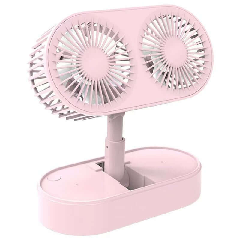Desktop Small Fans Folding Telescopic 3 File Mini Table Fan Portable Dual Motor USB Rechargeable Cooling Electric Fan - Abysaz Kollectionz