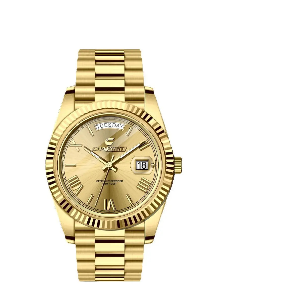 Fashion Men's Watch Steel Band Large Dial Quartz Wrist Watch - Abysaz Kollectionz