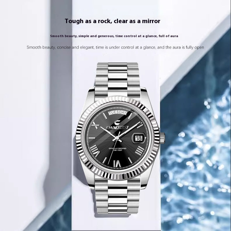 Fashion Men's Watch Steel Band Large Dial Quartz Wrist Watch Abysaz Kollectionz