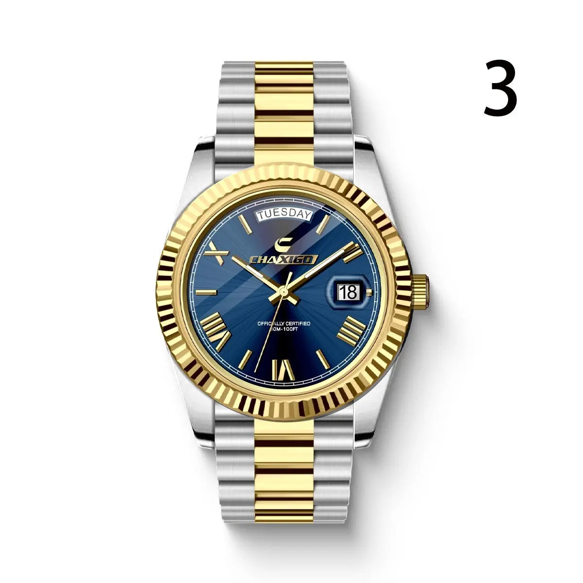 Fashion Men's Watch Steel Band Large Dial Quartz Wrist Watch - Abysaz Kollectionz
