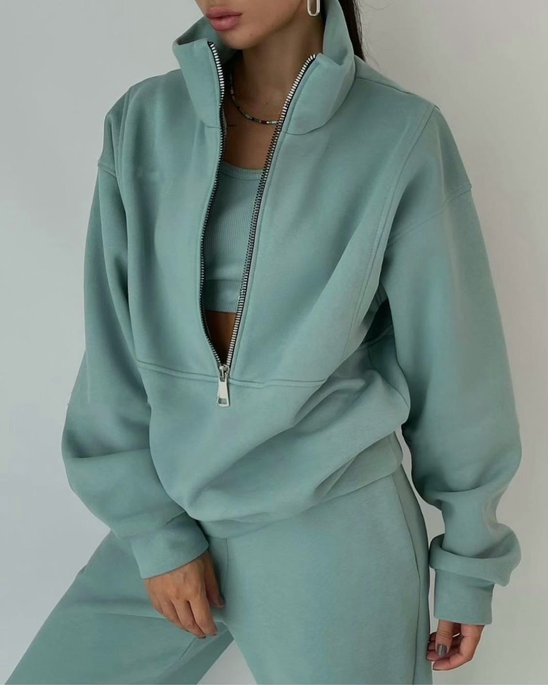 Women's Fashion Fleece Solid Color Sports Casual Suit Abysaz Kollectionz