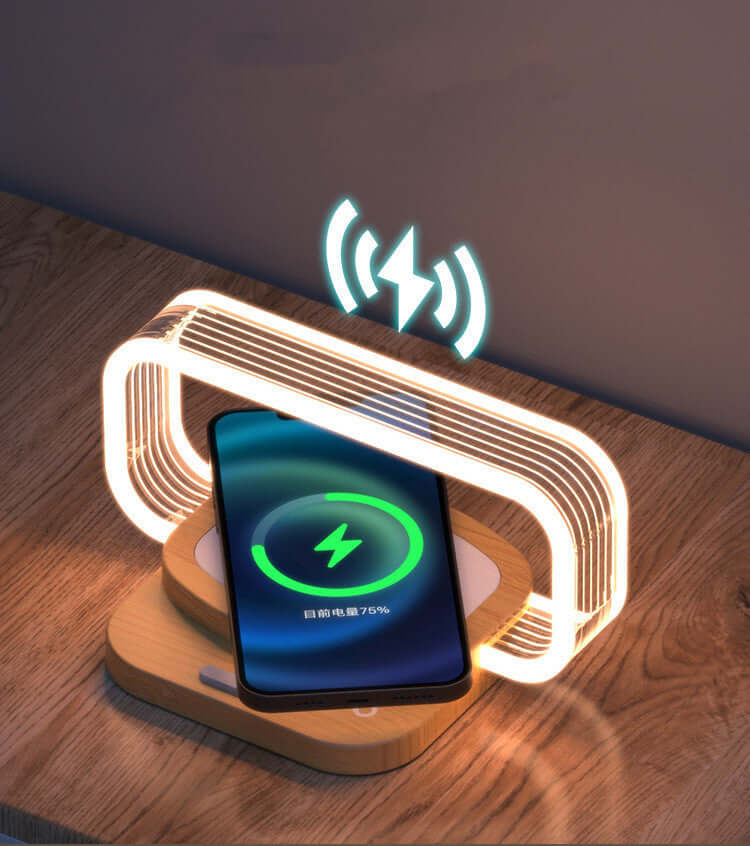 Abysaz Kollectionz Wooden Mobile Phone Wireless Charger Small Night Lamp Abysaz Kollectionz