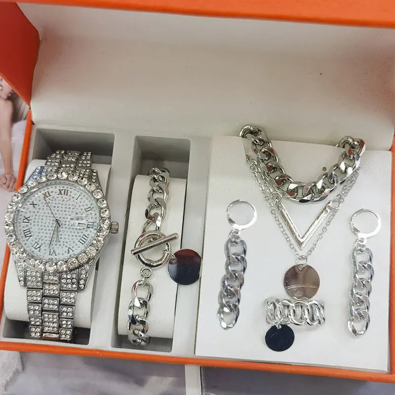 Women's Watch Jewelry 5-piece Set New Quartz Watch Gift Suit Wrist Watch - Abysaz Kollectionz
