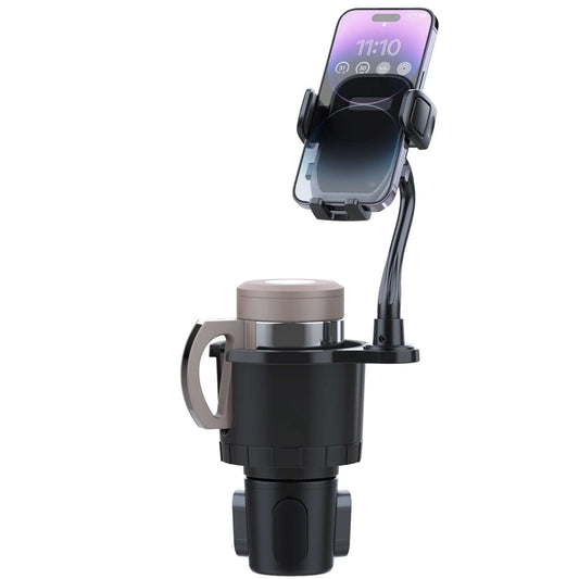 Abysaz Kollectionz 1Pc 2 In 1 Car Cup Phone Holder Automotive Drink Holder With 360 Degree Rotating Gooseneck Phone Mount Adjustable Base Fit For Most Phones Cups Vehicles Abysaz Kollectionz