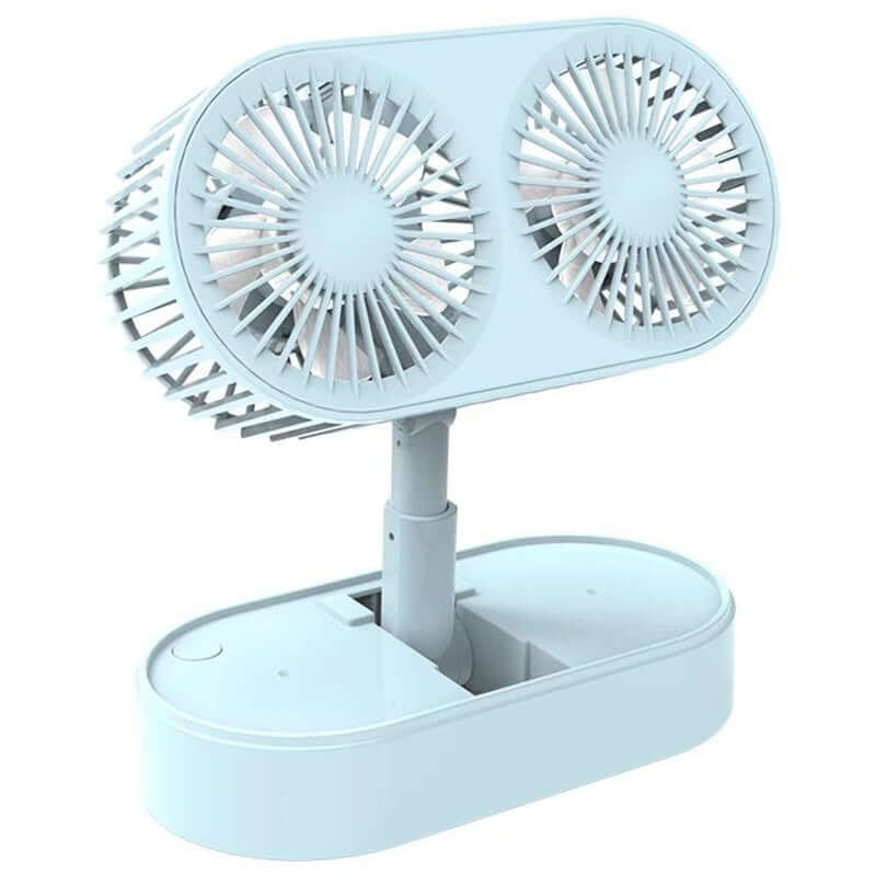 Desktop Small Fans Folding Telescopic 3 File Mini Table Fan Portable Dual Motor USB Rechargeable Cooling Electric Fan - Abysaz Kollectionz