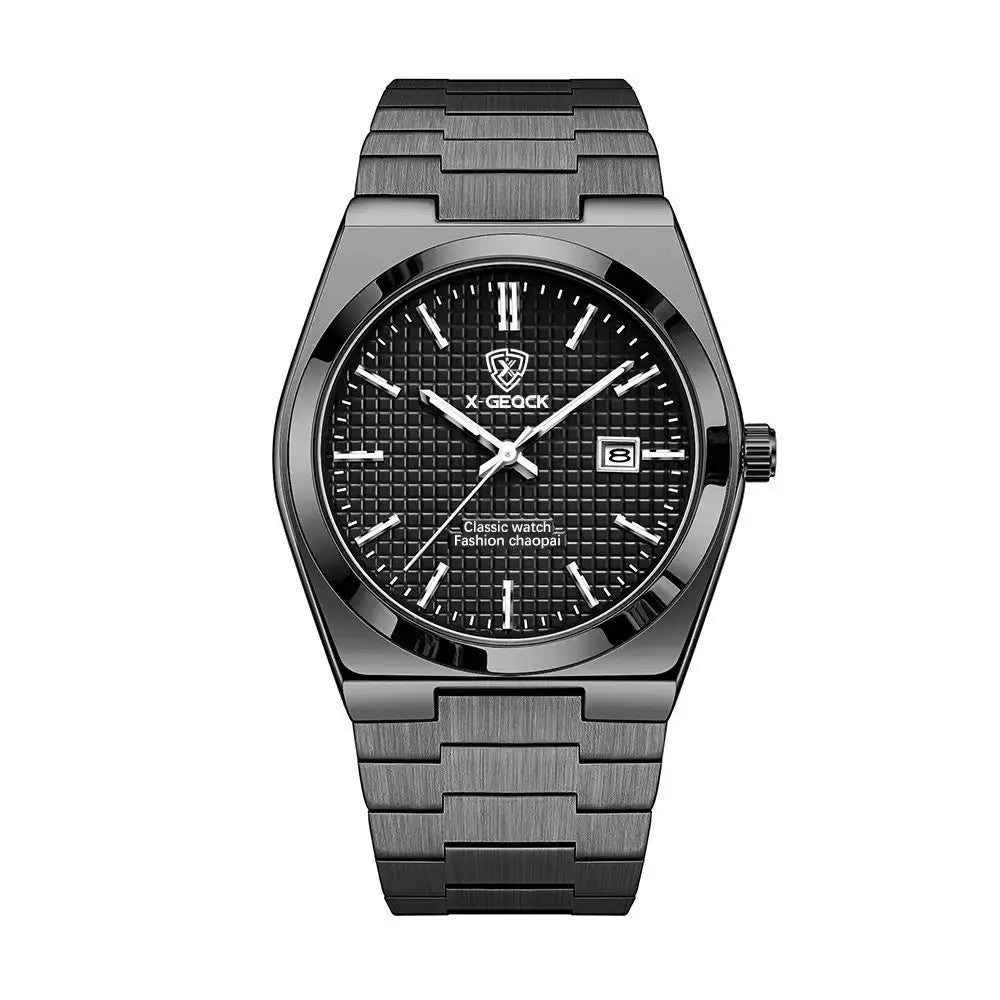 Men's Watch Quartz Simple Fashion Wrist Watch Steel Belt Waterproof Calendar Genuine Goods - Abysaz Kollectionz