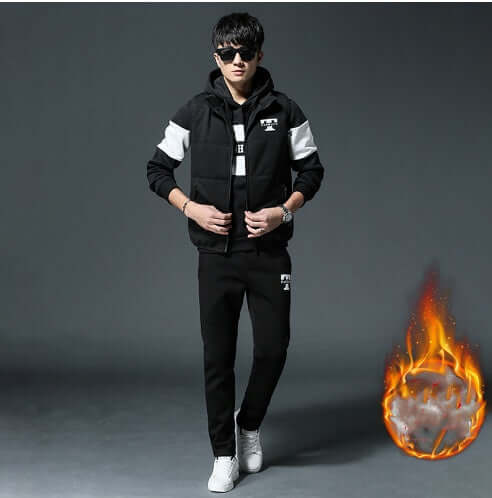 Men Plus Velvet Padded Clothes Suit - Abysaz Kollectionz