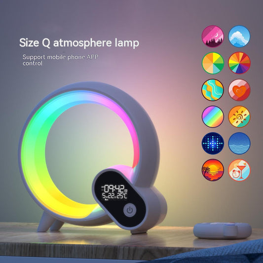 Creative Q Light Analog Sunrise Digital Display Alarm Clock Bluetooth Audio Intelligent Wake-up Q Colorful Atmosphere Light Abysaz Kollectionz